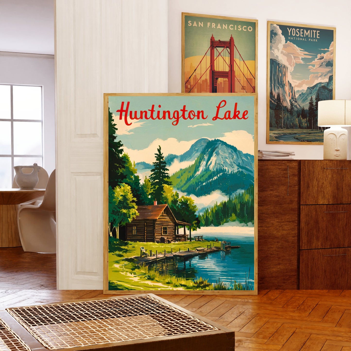 Huntington Lake Vintage Travel Poster - Serene Lake