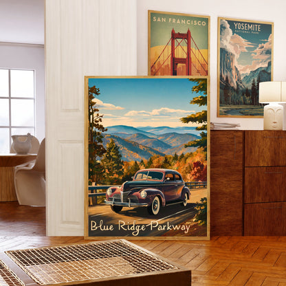 Blue Ridge Parkway Vintage Travel Poster - Scenic Mountain Drive