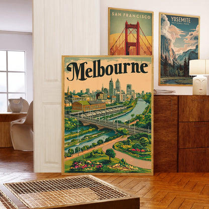 Melbourne Vintage Travel Poster