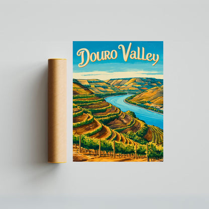 Douro Valley  Vintage Travel Poster - Portugal's Scenic Wine Route