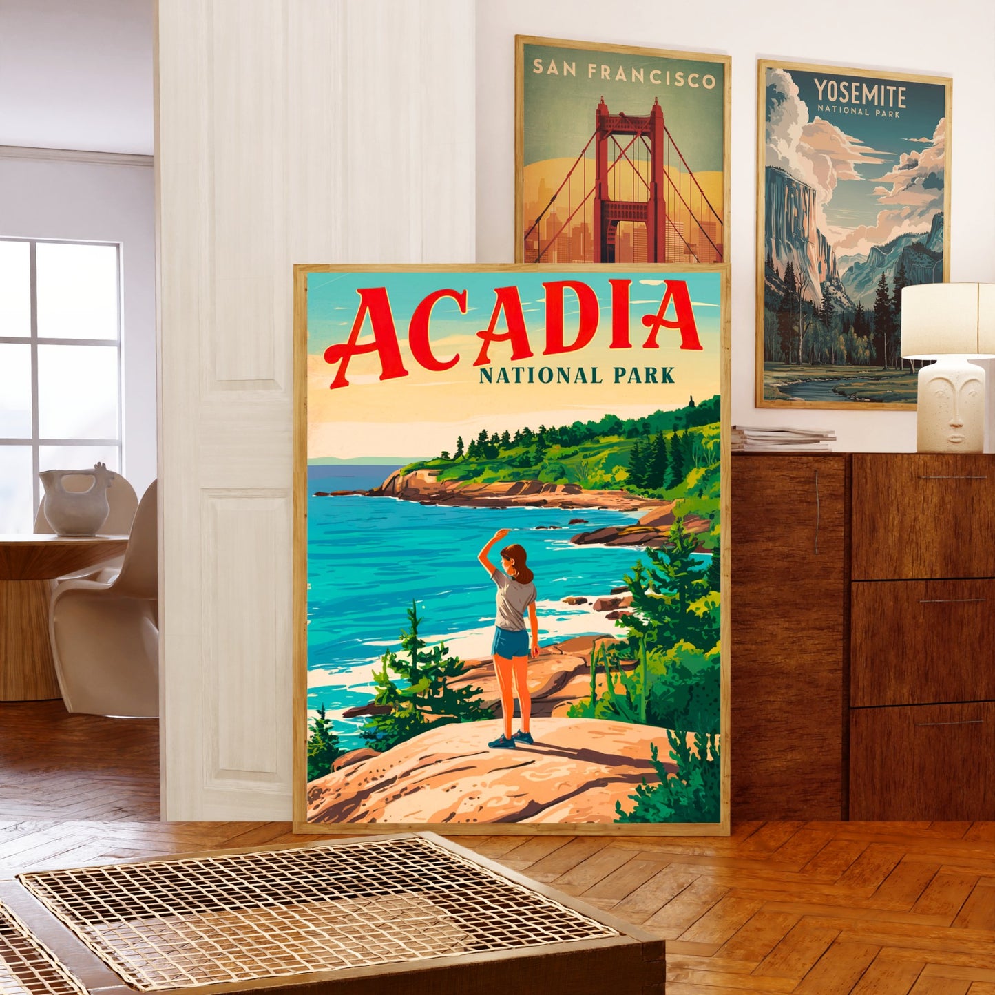 Acadia Vintage Travel Poster - Coastal Beauty