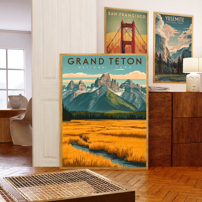 Grand Teton  Vintage Travel Poster