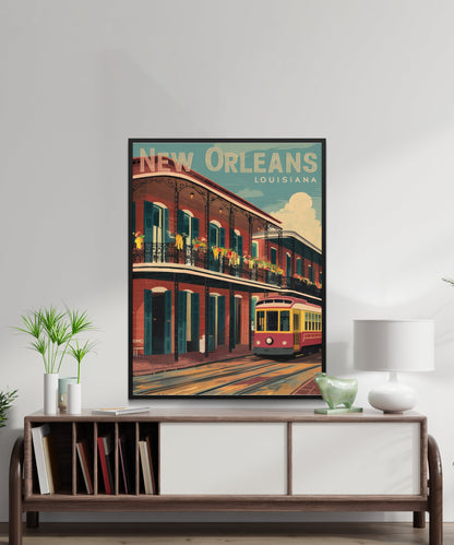 New Orleans Vintage Travel Poster -Timeless Jazz and Creole Charm