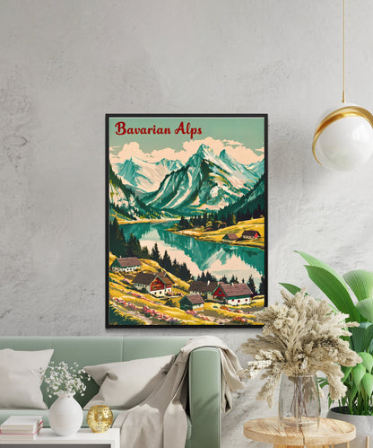 Bavarian Alps Vintage Travel Poster