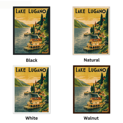 Lake Lugano Vintage Travel Poster - Alpine Elegance