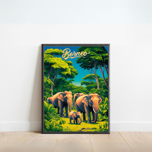 Borneo Vintage Travel Poster