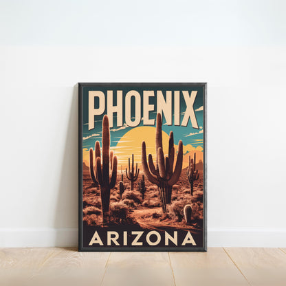 Phoenix Vintage Travel Poster - Mountain Views