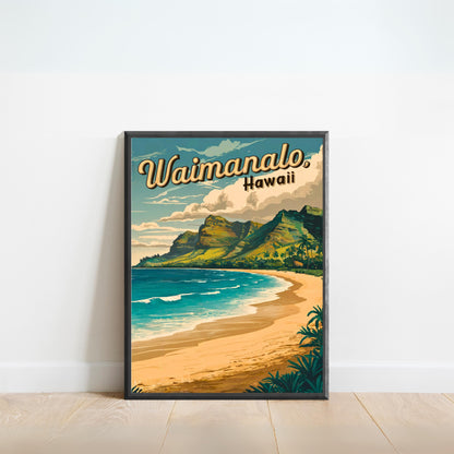 Waimanalo Vintage Travel Poster  - Timeless Shores of Oahu