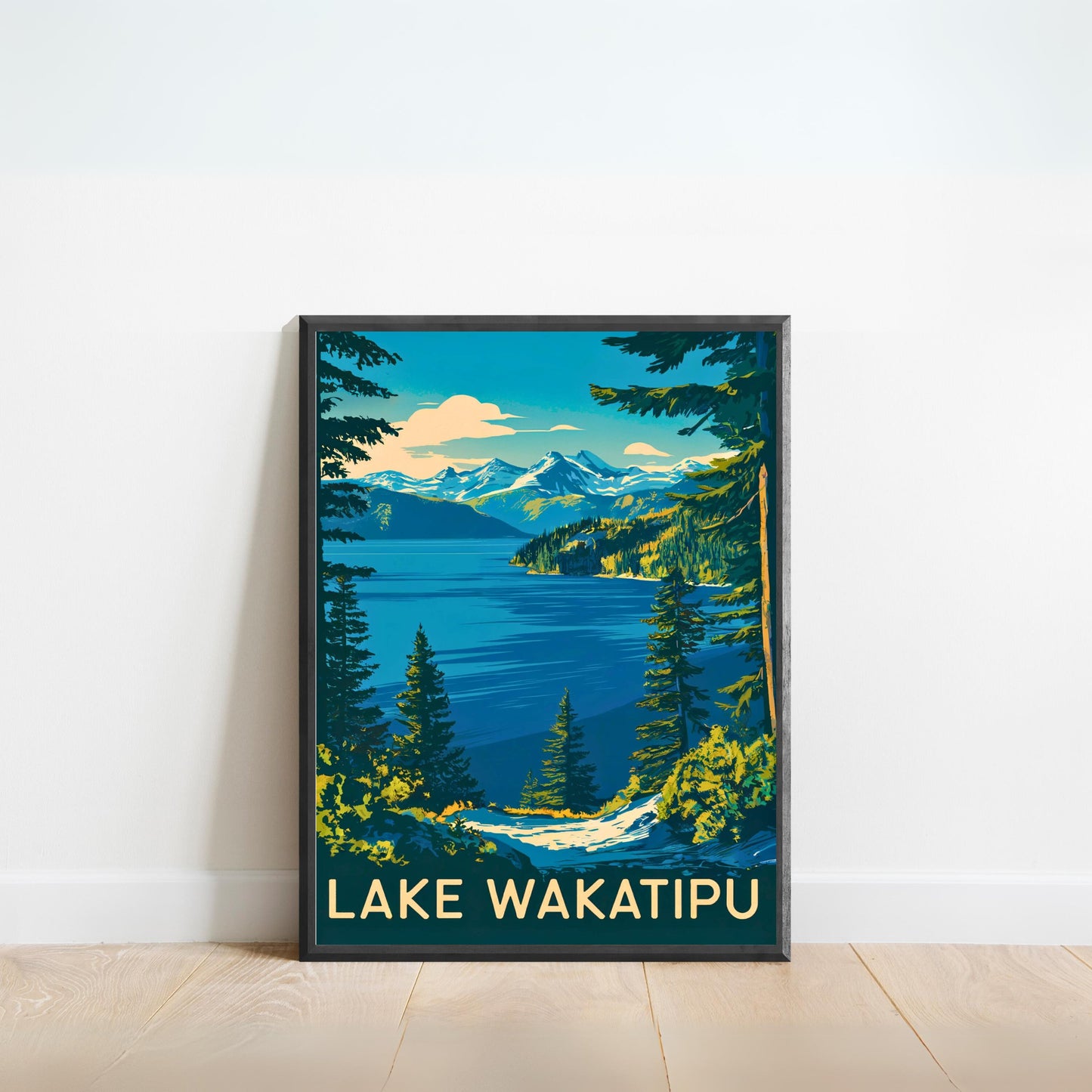 Lake Wakatipu Vintage Travel Poster