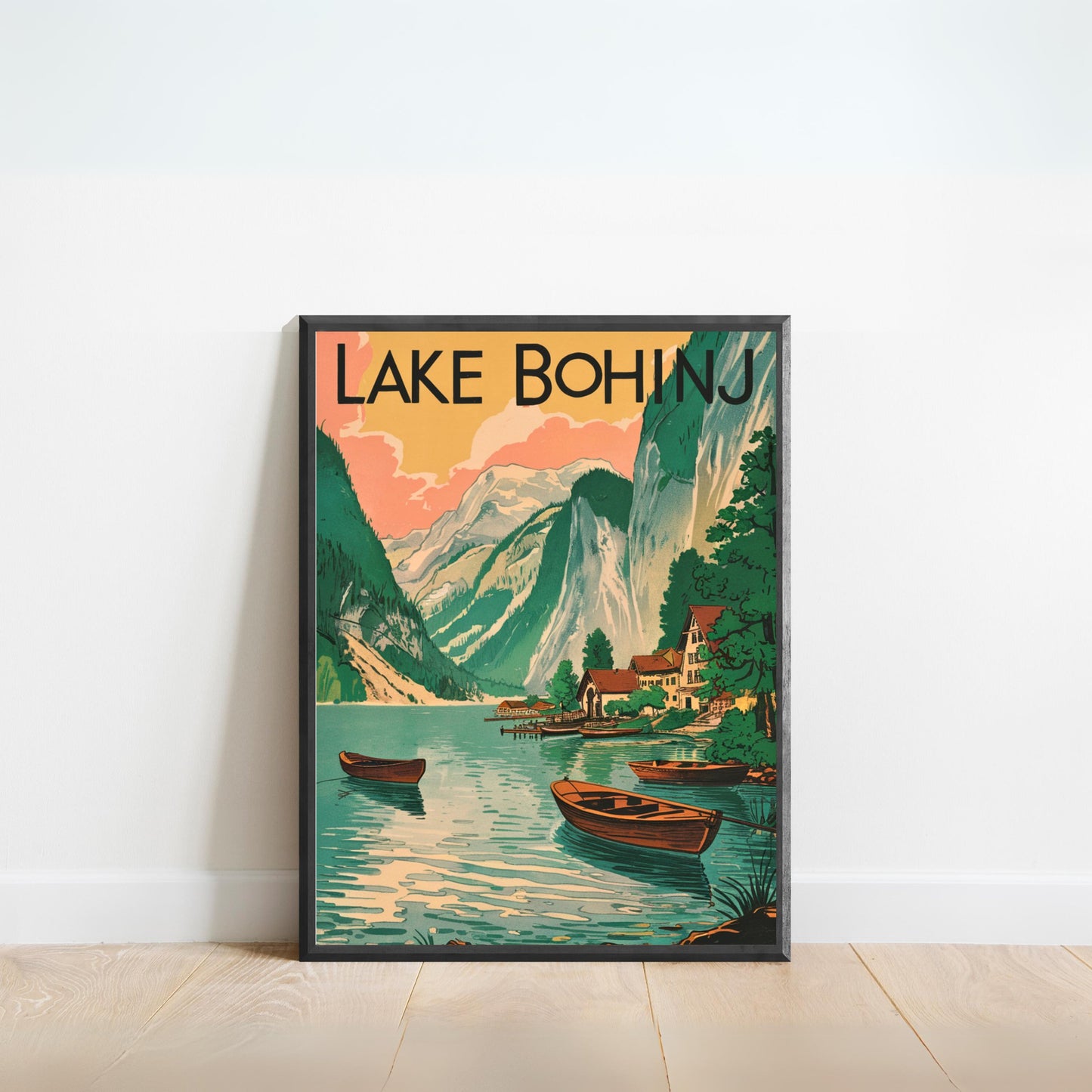 Lake Bohinj Vintage Travel Poster - Timeless Alpine Tranquility