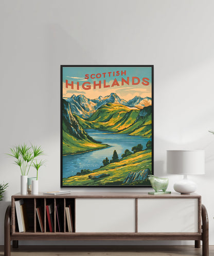 Scottish Highlands Vintage Travel Poster