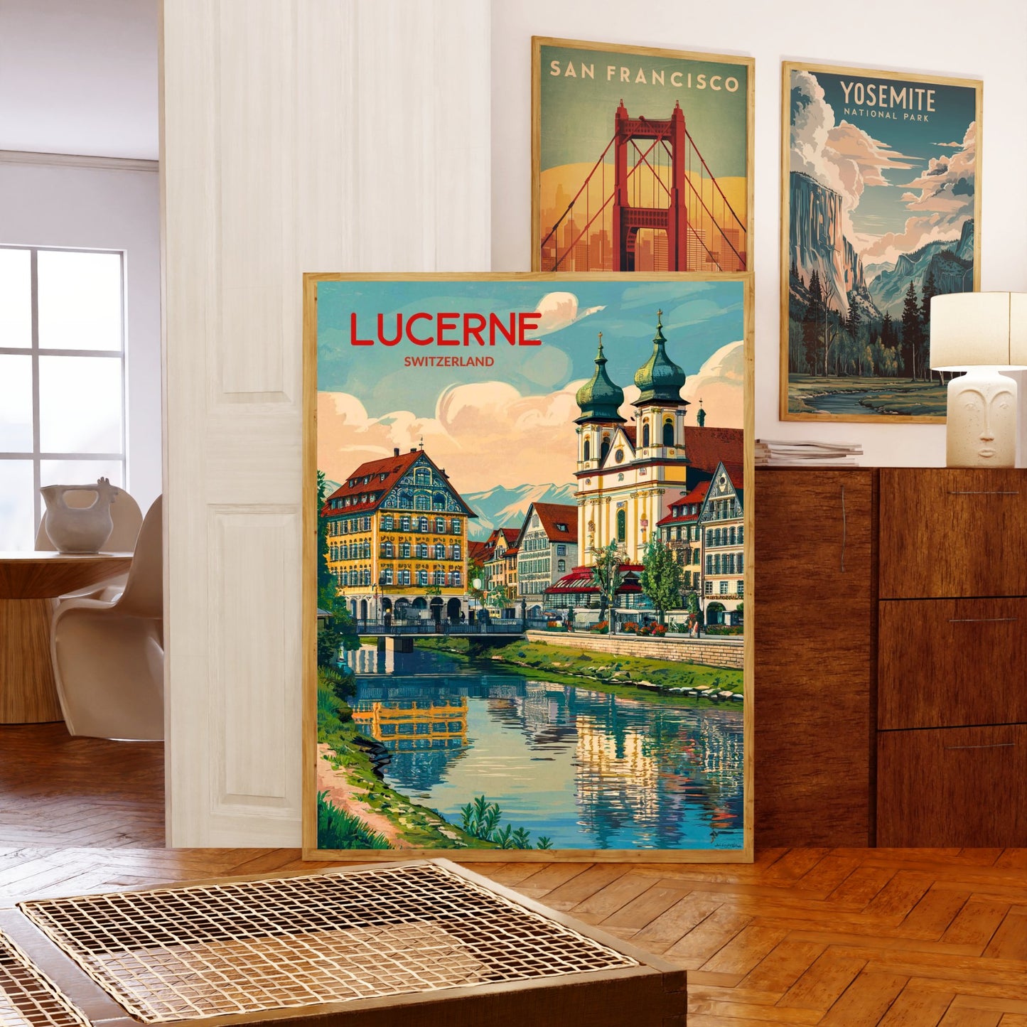 Lucerne Vintage Travel Poster - Reuss River Views