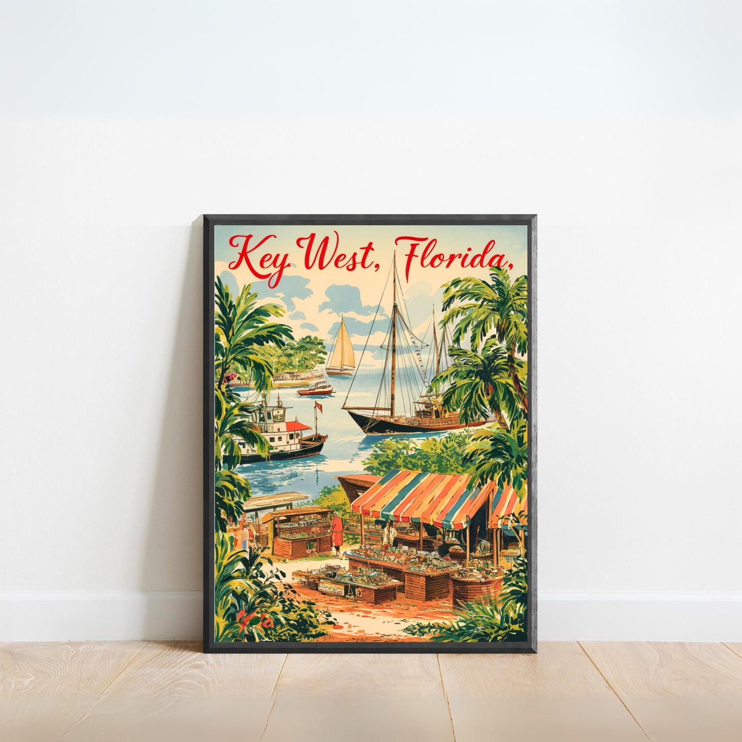 Key West Vintage Travel Poster- Coastal Escape