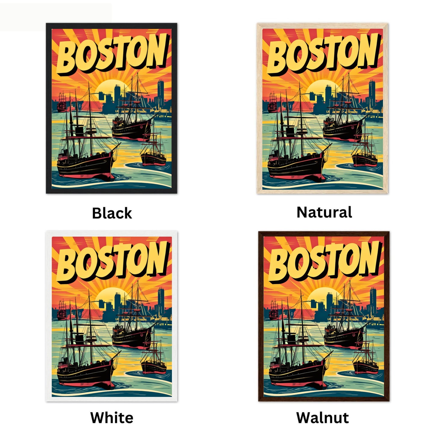 Boston Vintage Travel Poster - Retro Boston Set Sail Print