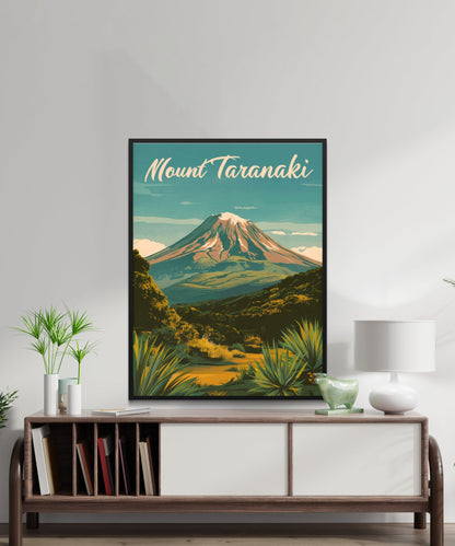 Mount Taranaki Vintage Travel Poster