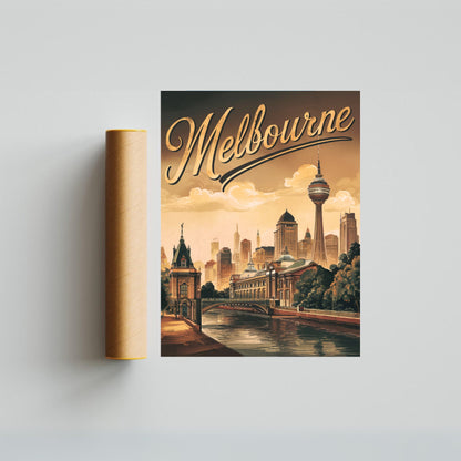 Melbourne Vintage Travel Poster