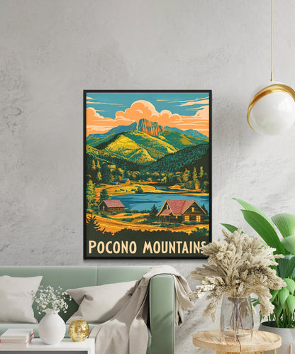 Pocono Mountains Vintage Travel Poster - Scenic Beauty