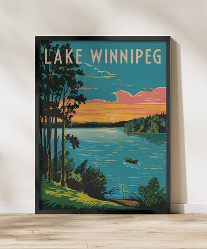 Lake Winnipeg Vintage Travel Poster - Timeless Northern Waters