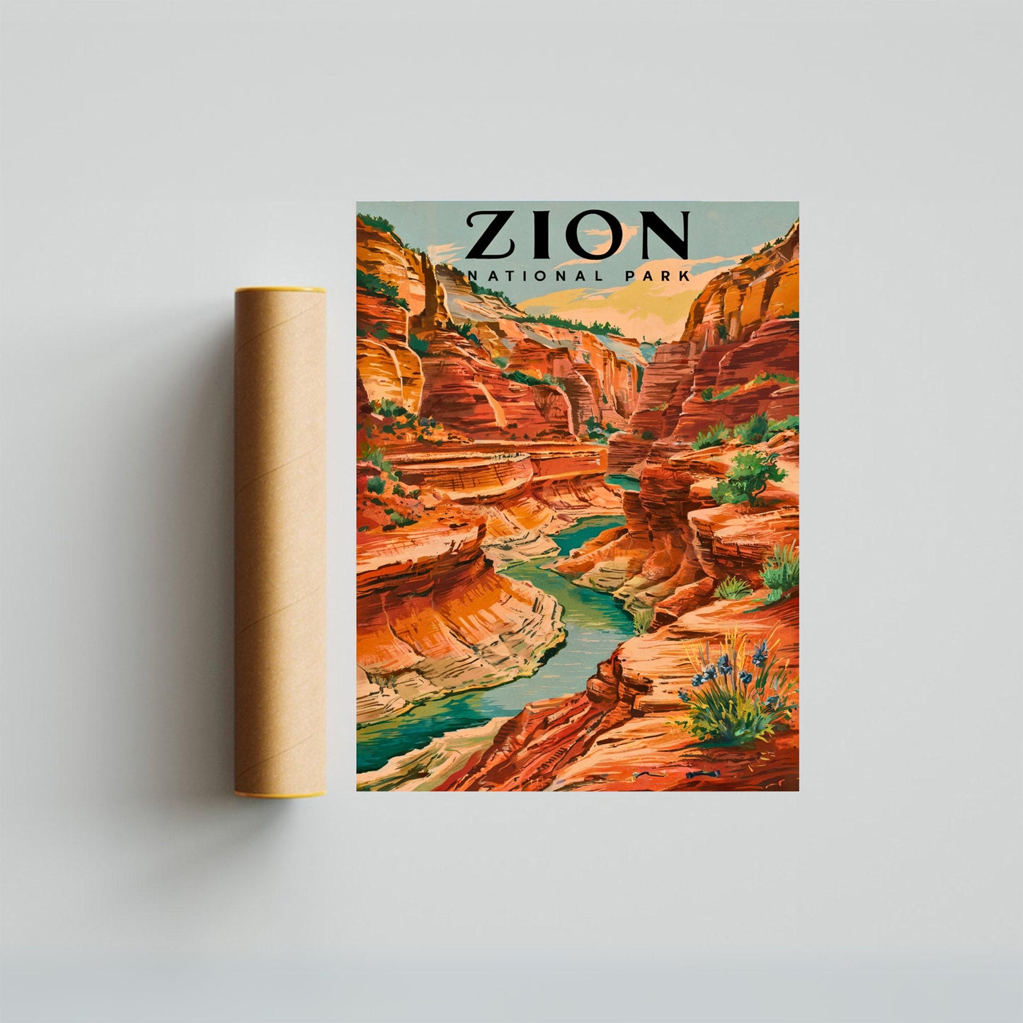 Zion National Park Vintage Travel Poster