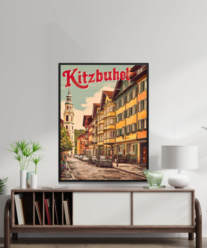 Kitzbühel Vintage Travel Poster - Austria City Street