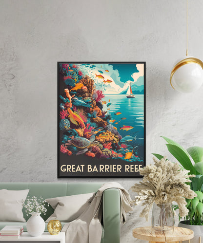 Great Barrier Reef Vintage Travel Poster - Beautiful Views