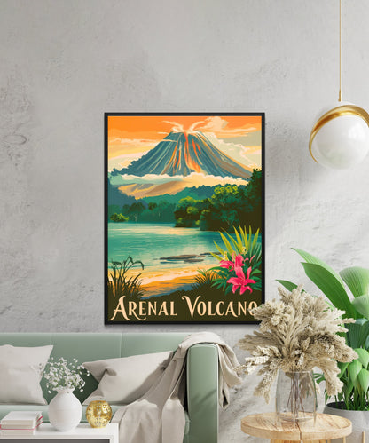 Arenal Volcano National Park Vintage Travel Poster