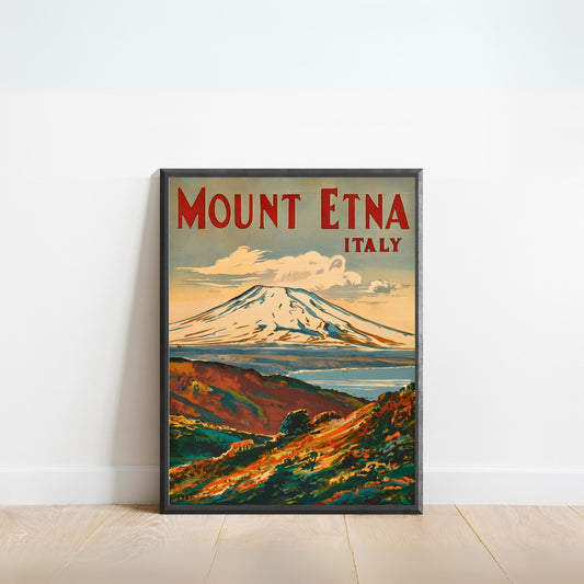 Mount Etna Vintage Travel Poster - Sicily's Fiery Wonder