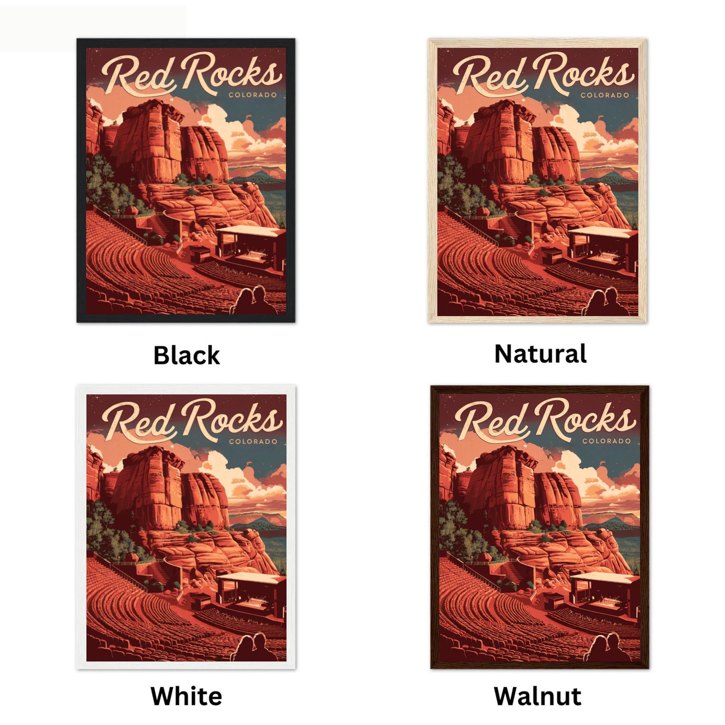 Red Rocks Vintage Travel Poster