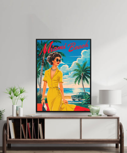 Miami Vintage Travel Poster - Beach Paradise