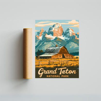 Grand Teton Vintage Travel Poster - Mountain Splendor