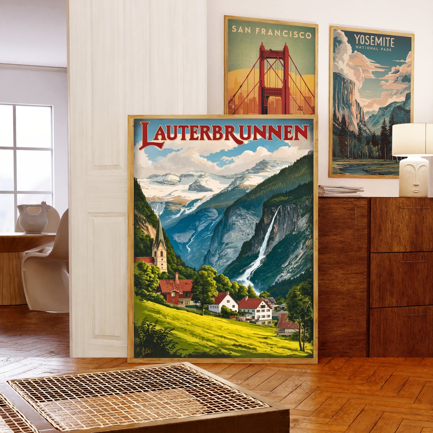 Lauterbrunnen Vintage Travel Poster - Alpine Village Views