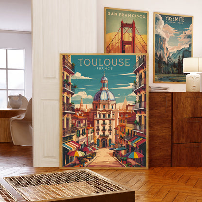 Toulouse  Vintage Travel Poster - Cityscape Views