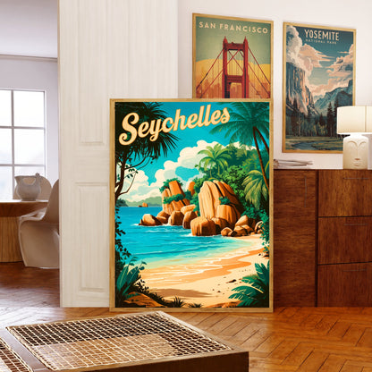 Seychelles Vintage Travel Poster - Tropical Paradise