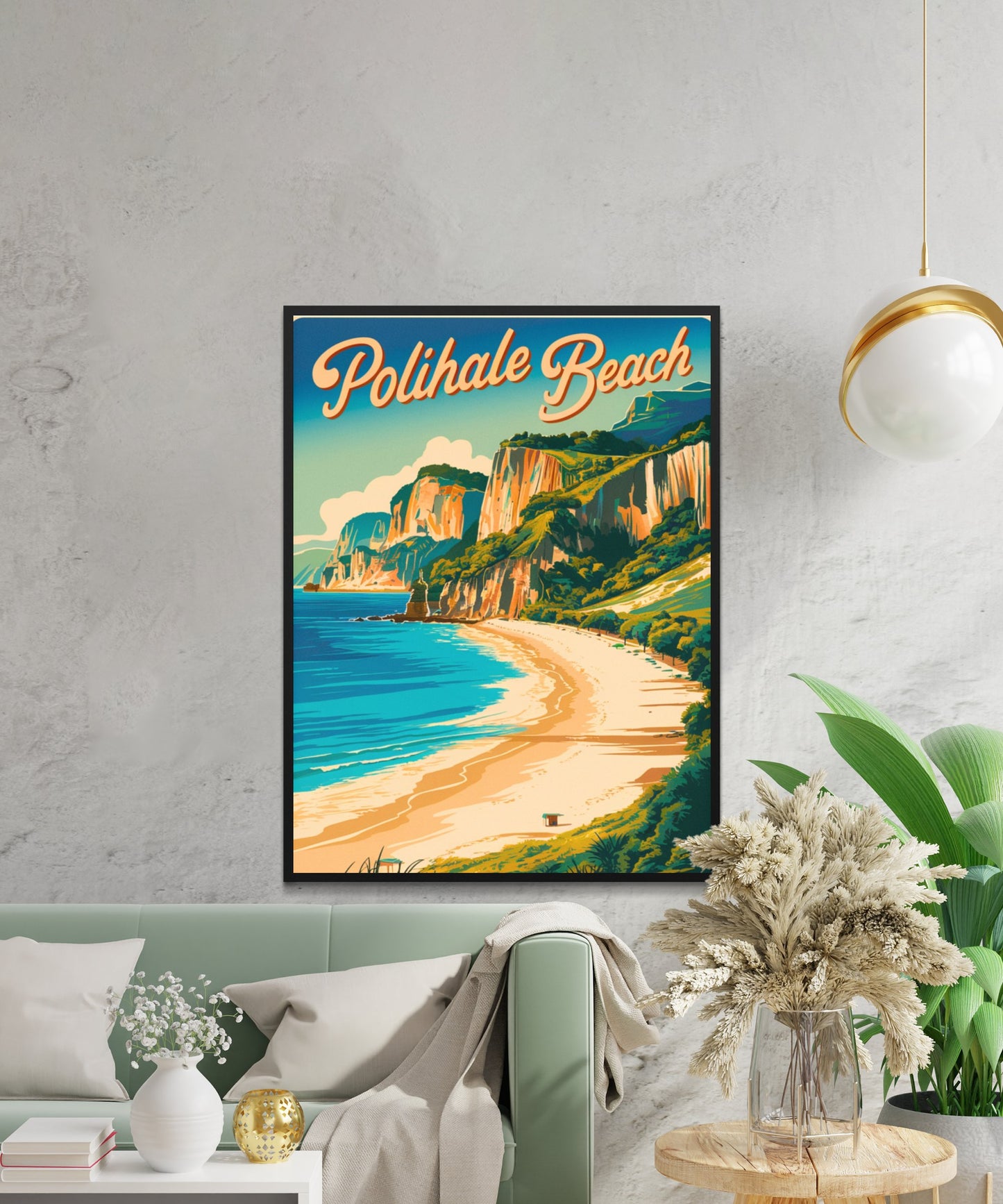 Polihale Beach Vintage Travel Poster - Scenic Beauty