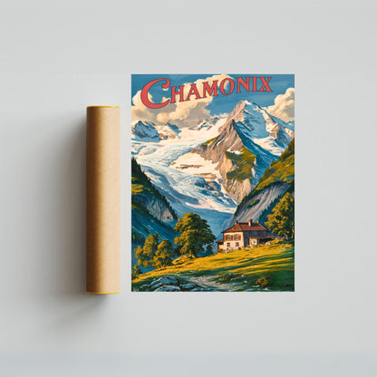 Chamonix Vintage Travel Poster - Mountain Serenity