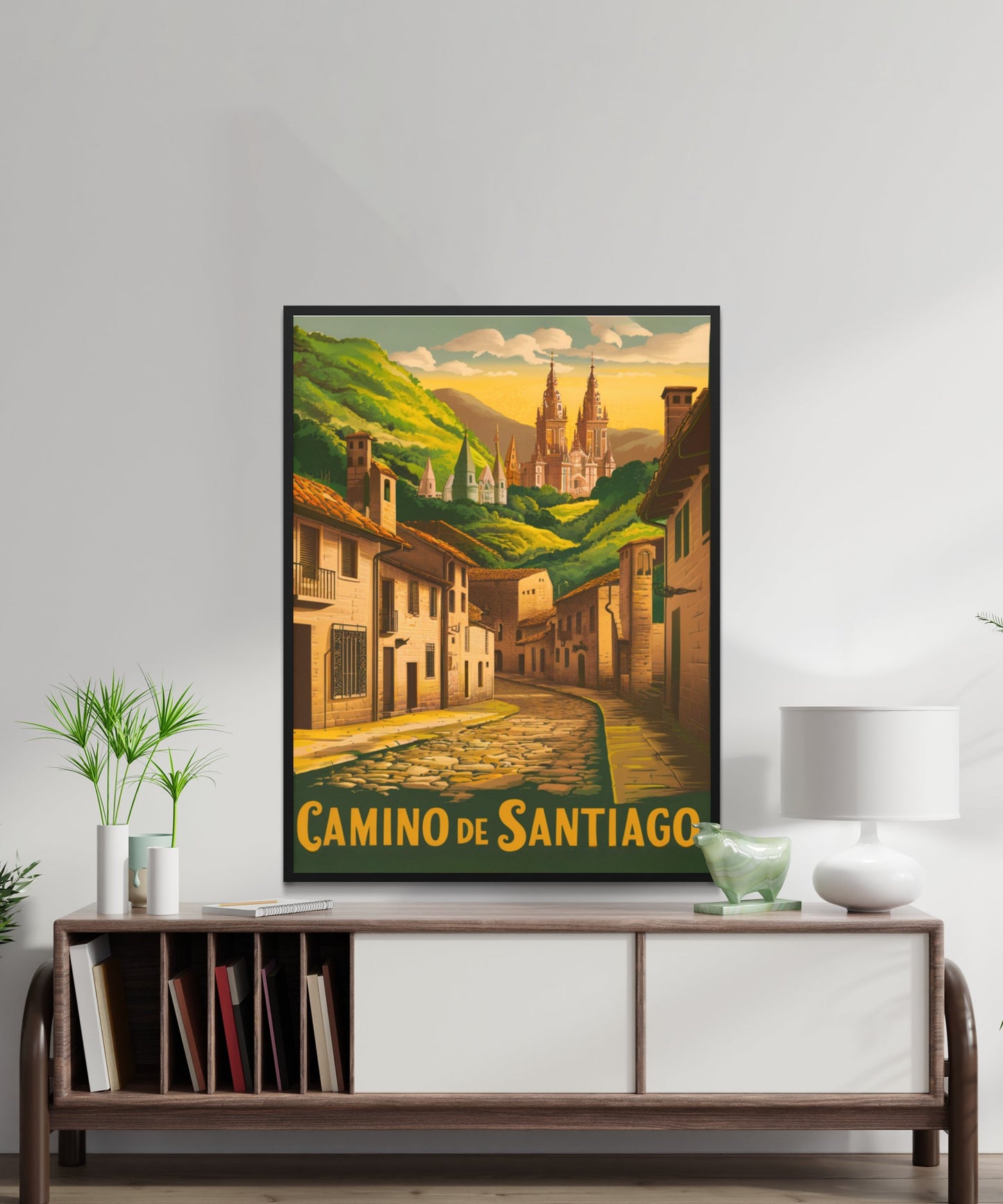 Camino de Santiago Vintage Travel Poster - Pilgrim's Journey