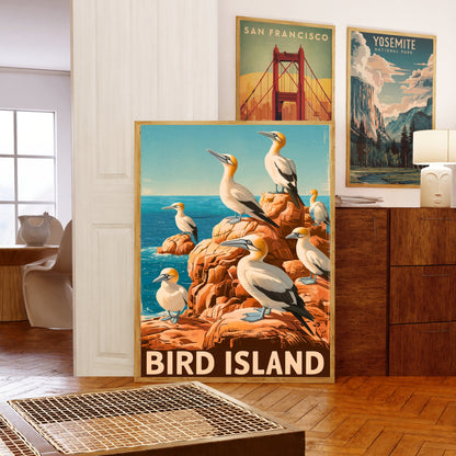 Bird Island Vintage Travel Poster