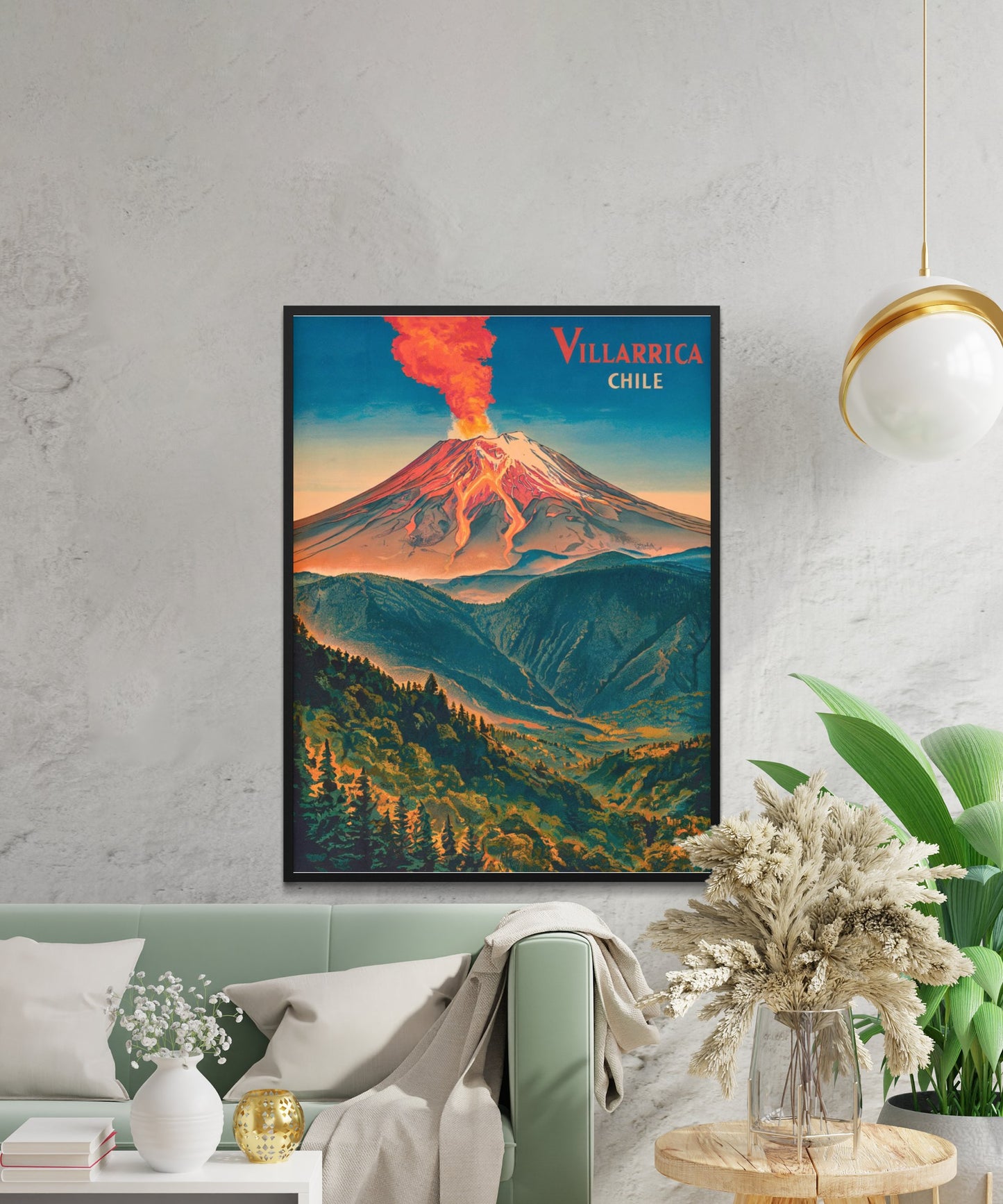 Villarrica Mountain Vintage Travel Poster