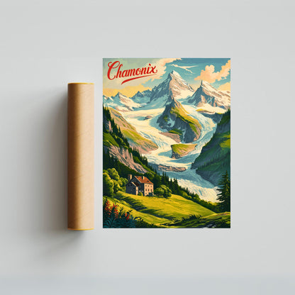 Chamonix Vintage Travel Poster - Alpine Charm