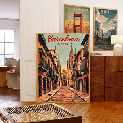 Barcelona Vintage Travel Poster