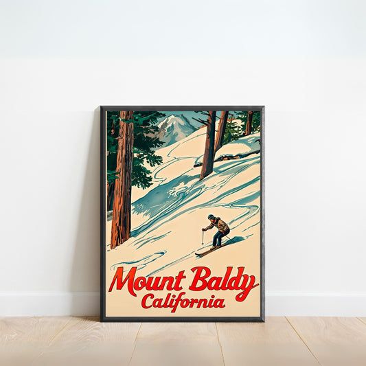 Mount Baldy Vintage Travel Poster - Scenic Peaks and Trails