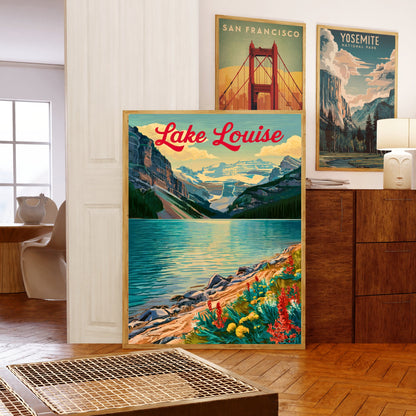 Lake Louise Vintage Travel Poster - Retro Reflections