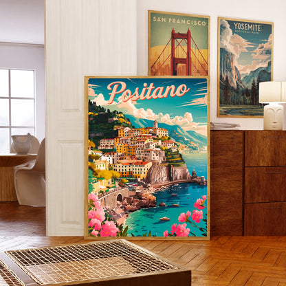 Positano Vintage Travel Poster - Cliffside Village