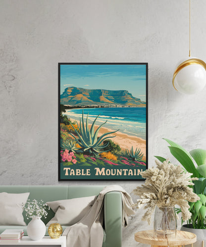 Table Mountain Vintage Travel Poster - Tropical Island