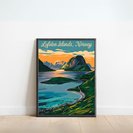 Lofoten Islands Vintage Travel Poster - Peaks and Pristine Waters