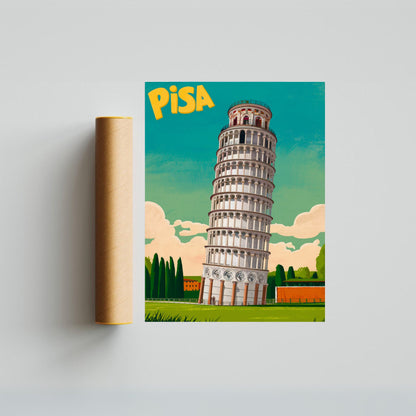 Pisa Vintage Travel Poster