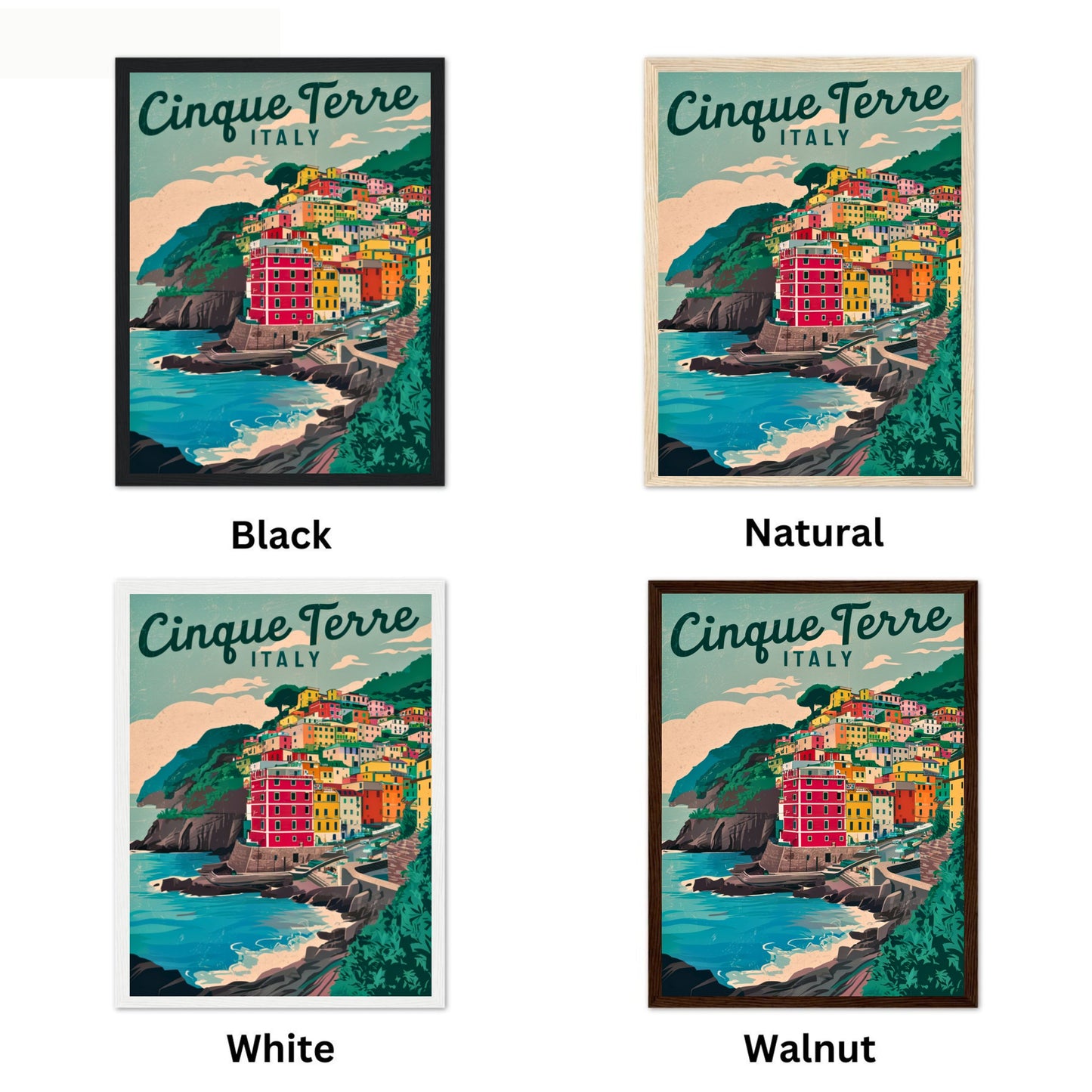 Cinque Terre Vintage Travel Poster - Colors of the Coast