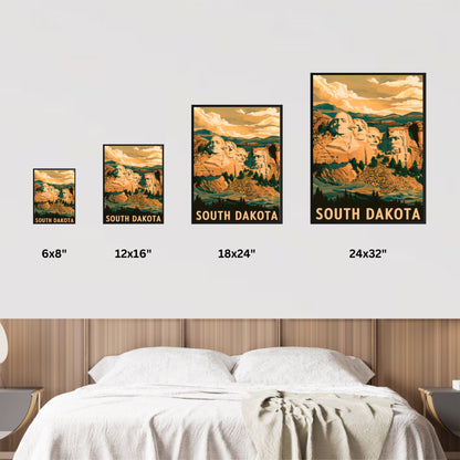 South Dakota Vintage Travel Poster