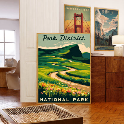 Peak District Vintage Travel Poster -Tranquil British Landscapes