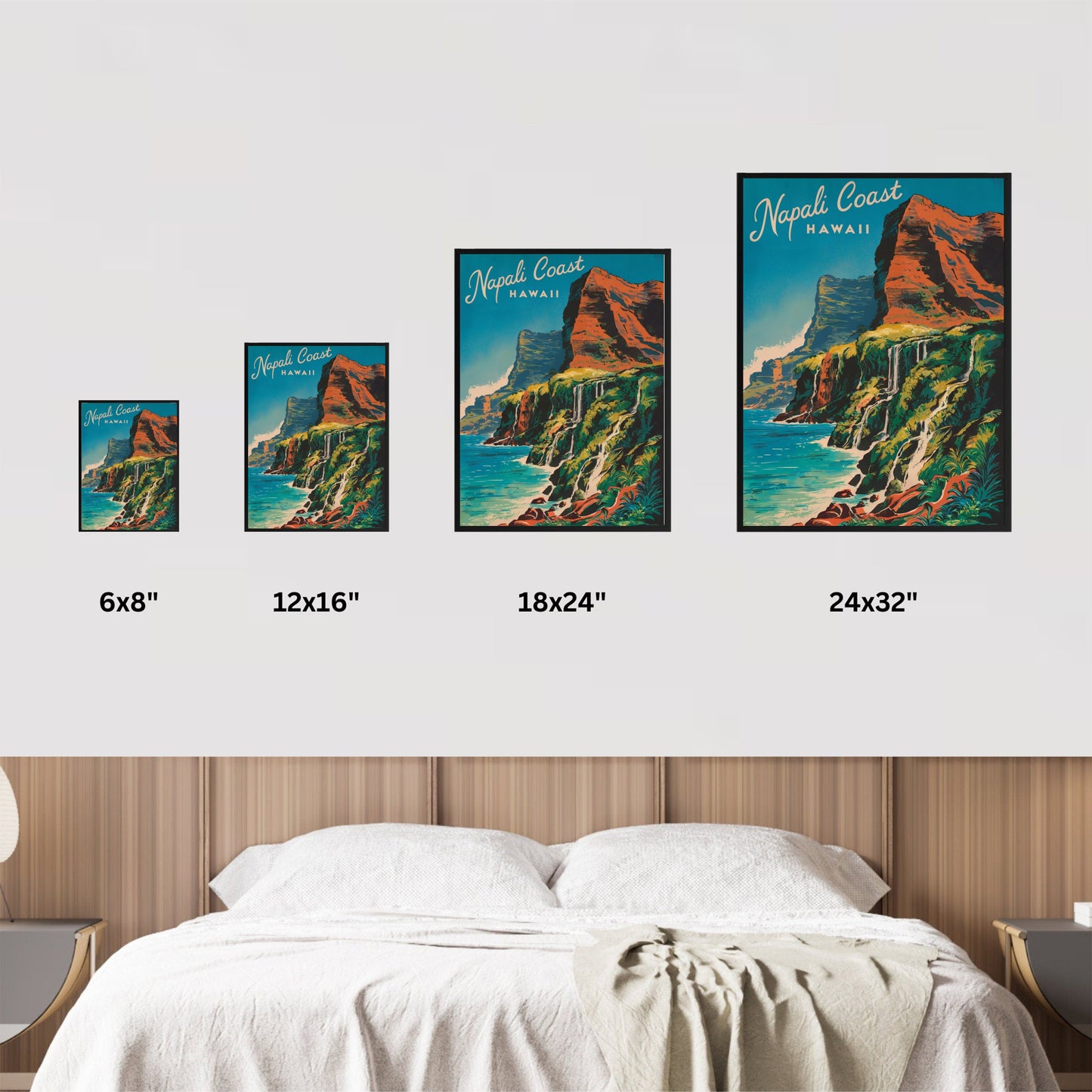 Nā Pali Coast Vintage Travel Poster - Rugged Cliffs and Lush Valleys